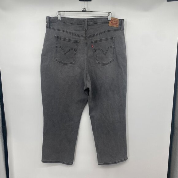 Levi's Ribcage Straight Ankle Jeans Women Size 22W Gray Denim Stretch Slim Capri - Picture 10 of 15